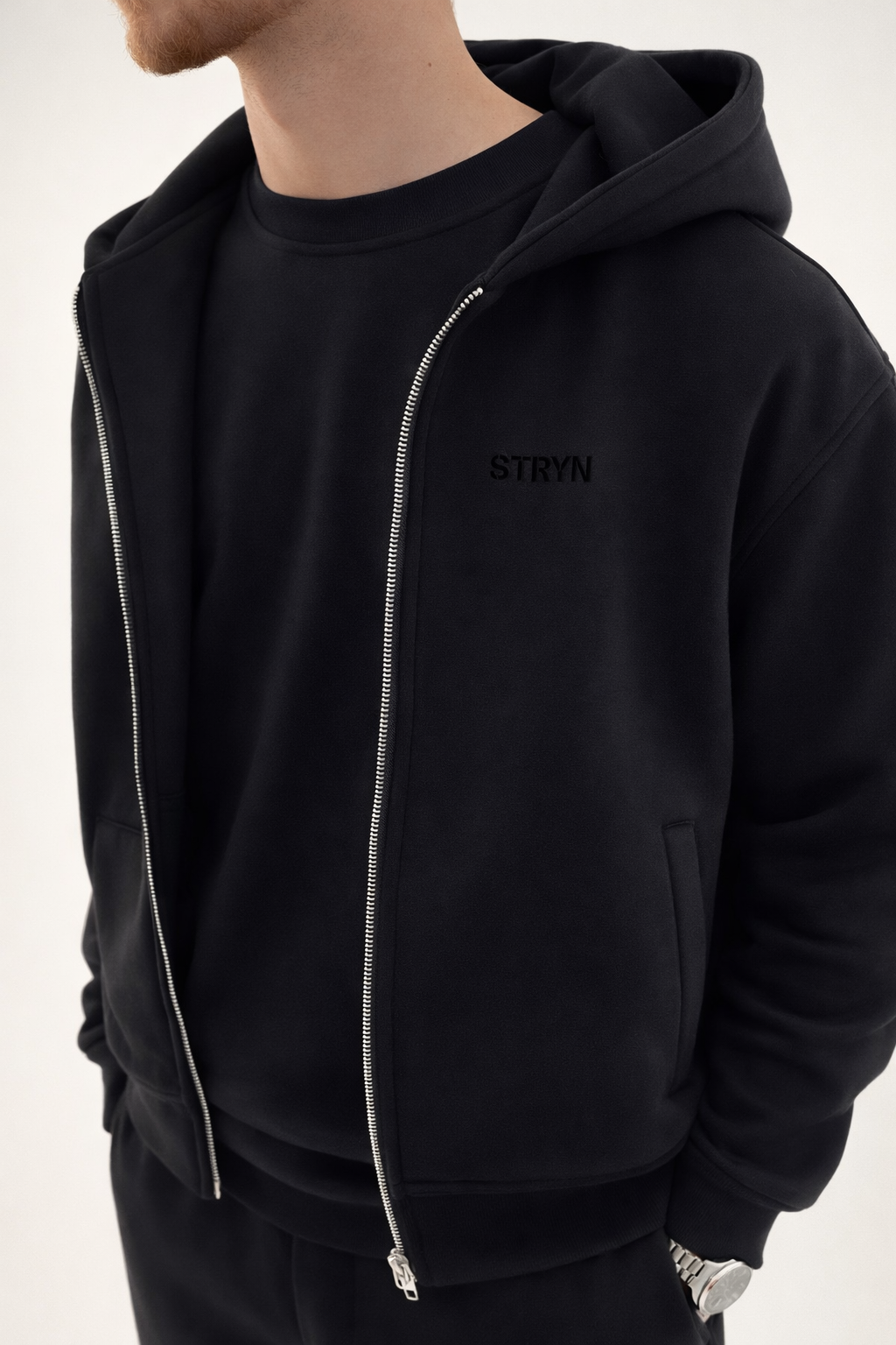 The Signature Everyday Noir Zip-Up Hoodie