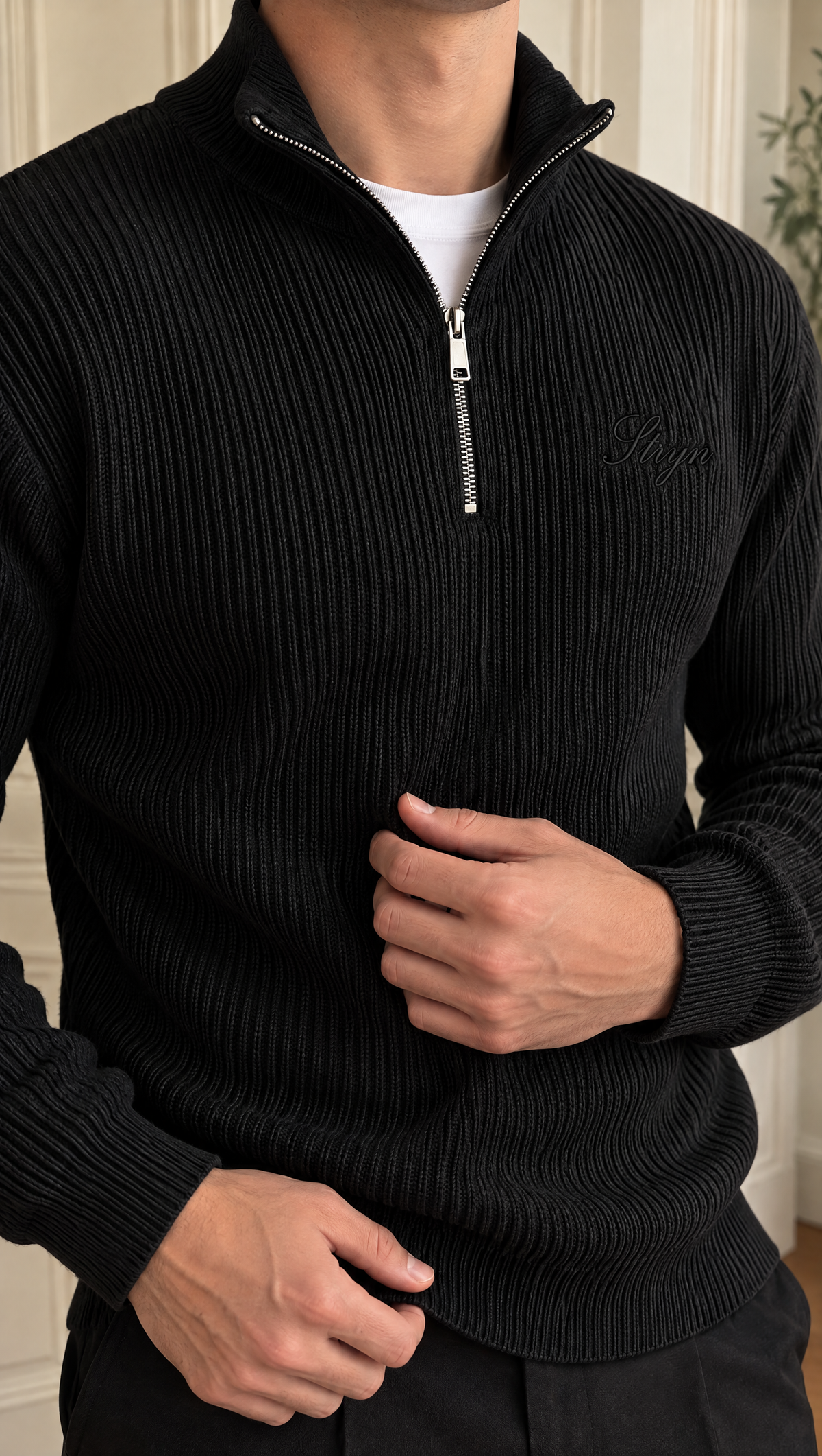 The Noir Quarter-Zip Knit