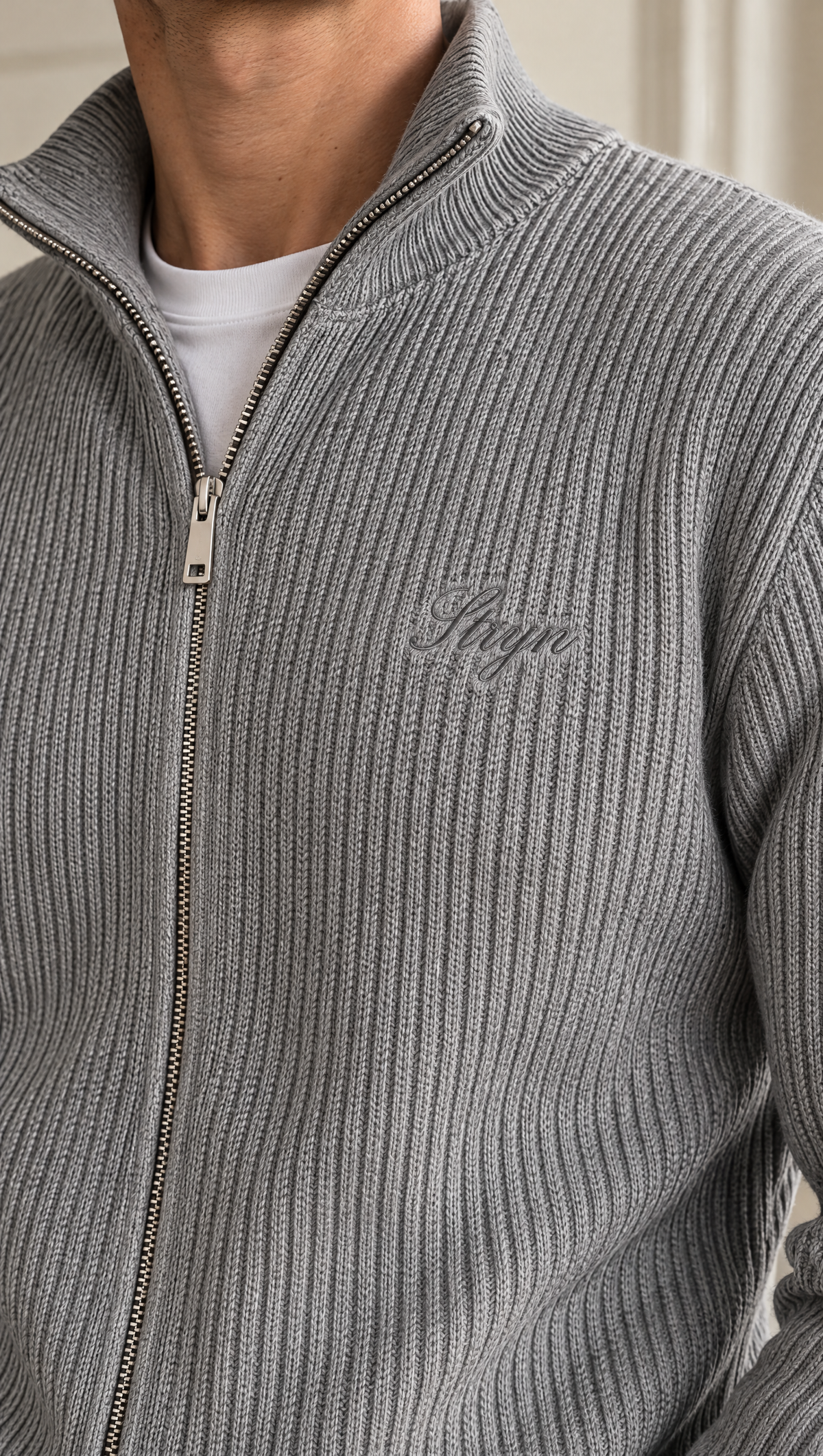 The Stone Grey Full-Zip Knit