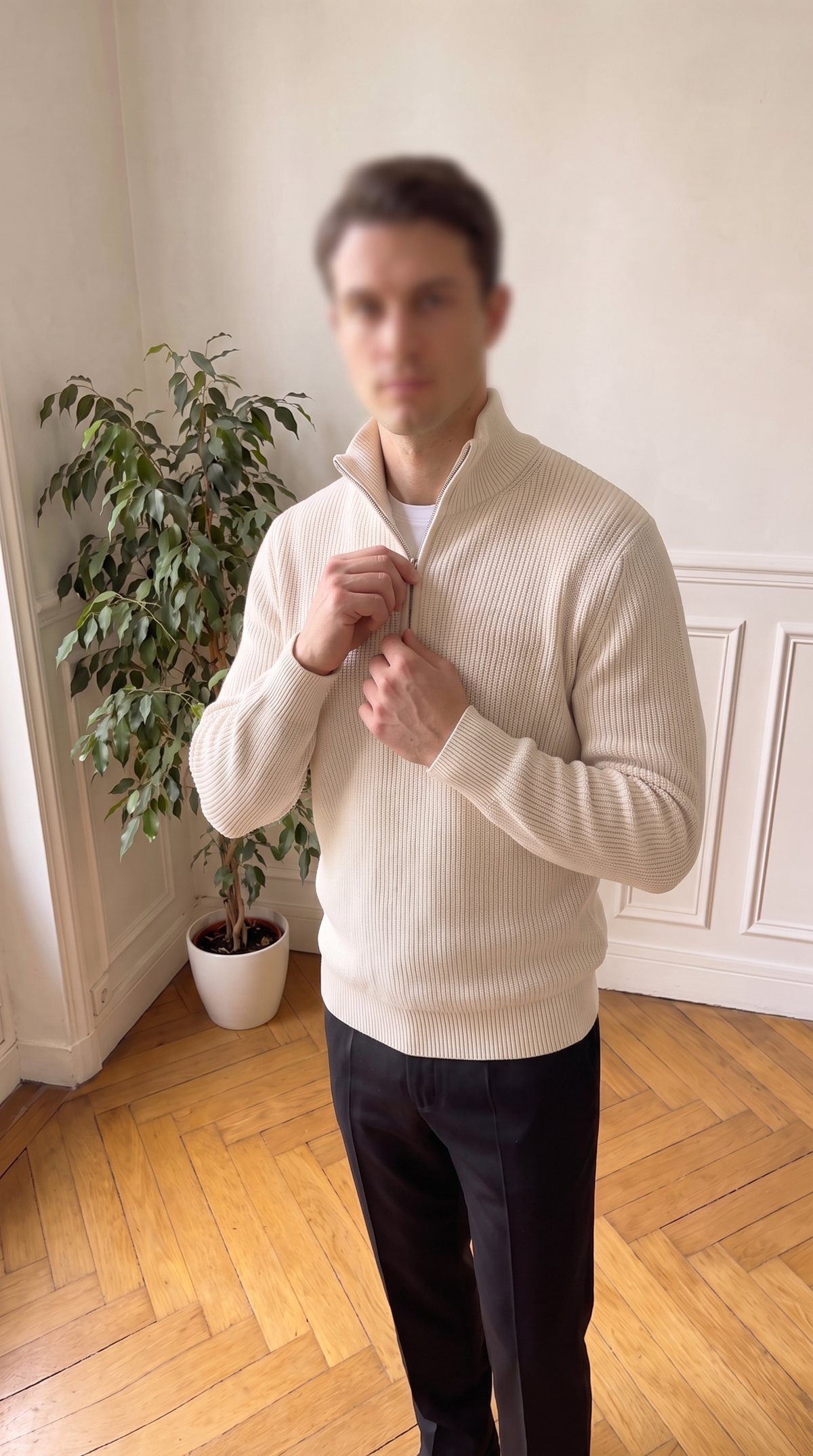 The Ivory Quarter-Zip Knit