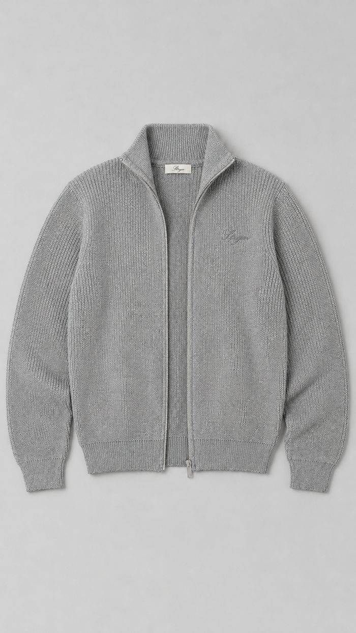 The Stone Grey Full-Zip Knit