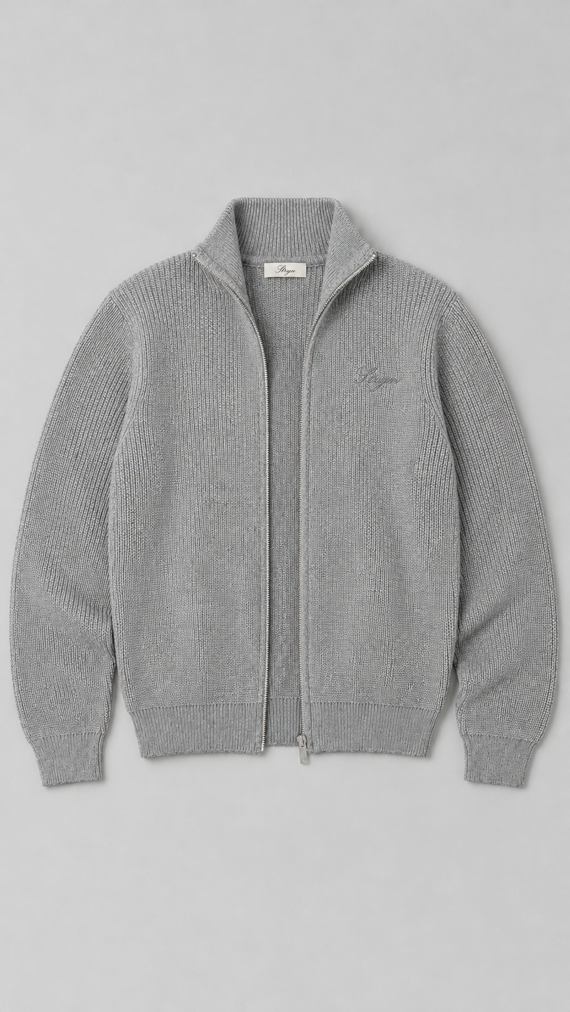 The Stone Grey Full-Zip Knit