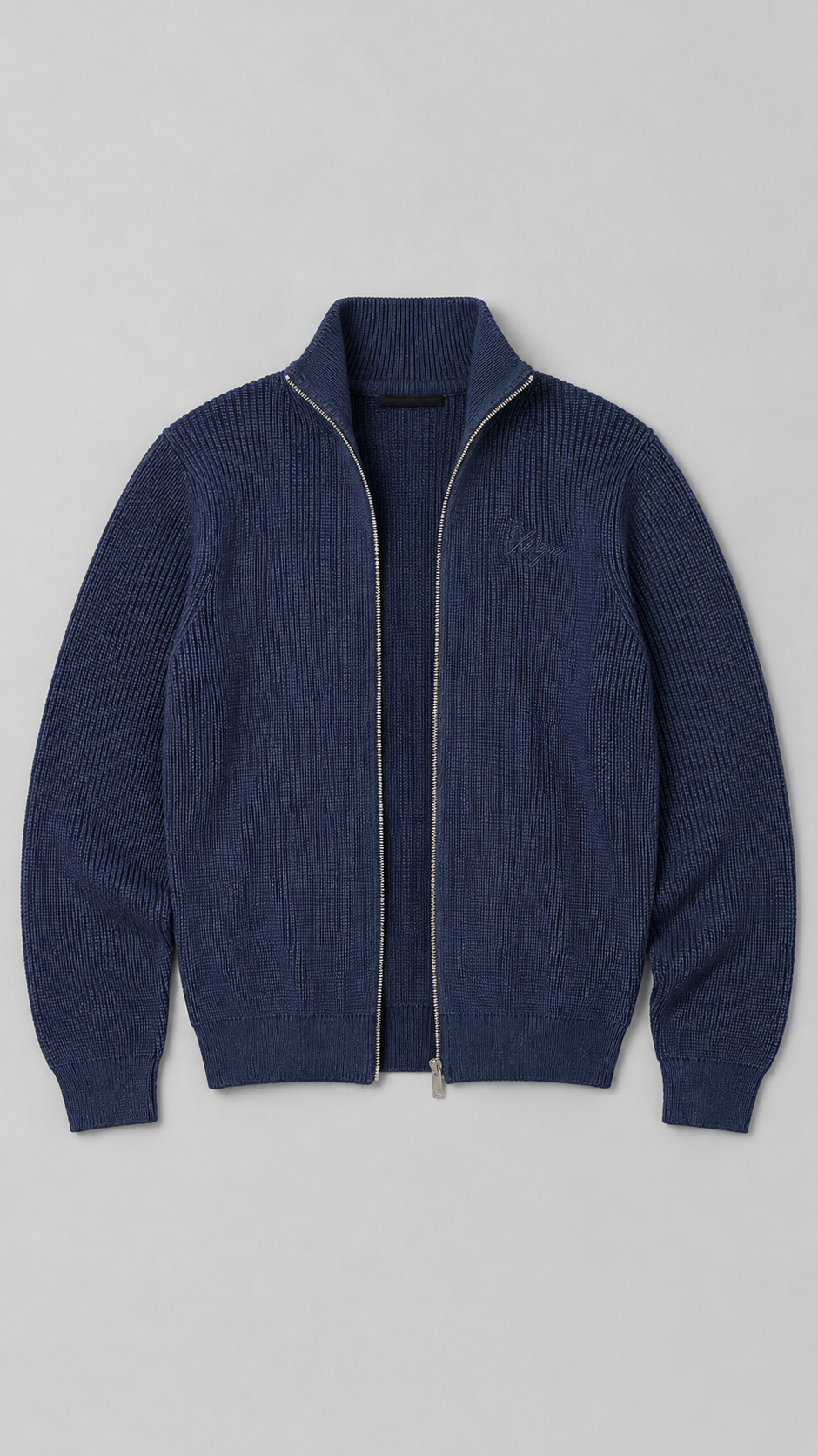 The Signature Navy Full-Zip Knit