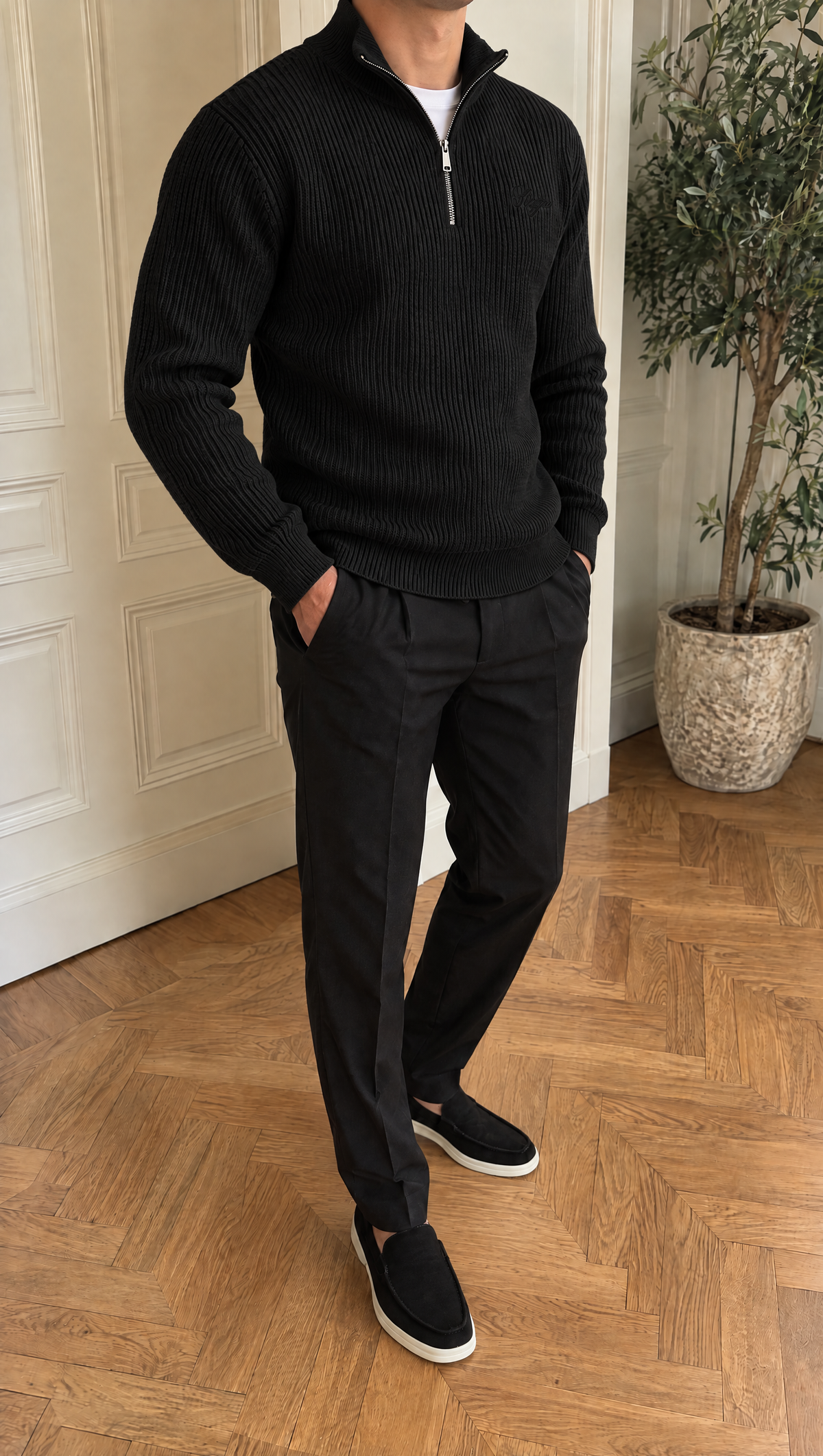 The Noir Quarter-Zip Knit