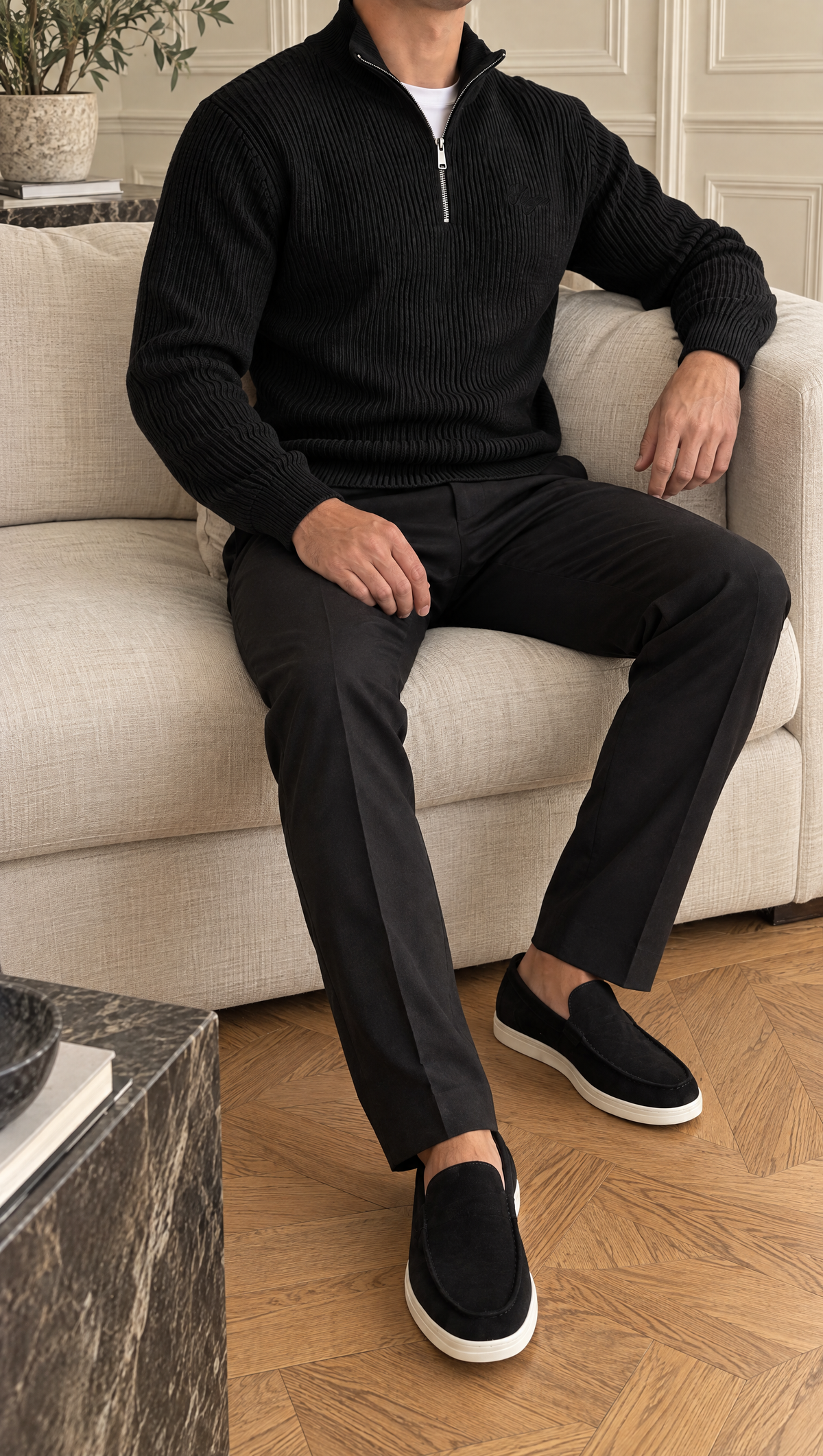 The Noir Quarter-Zip Knit