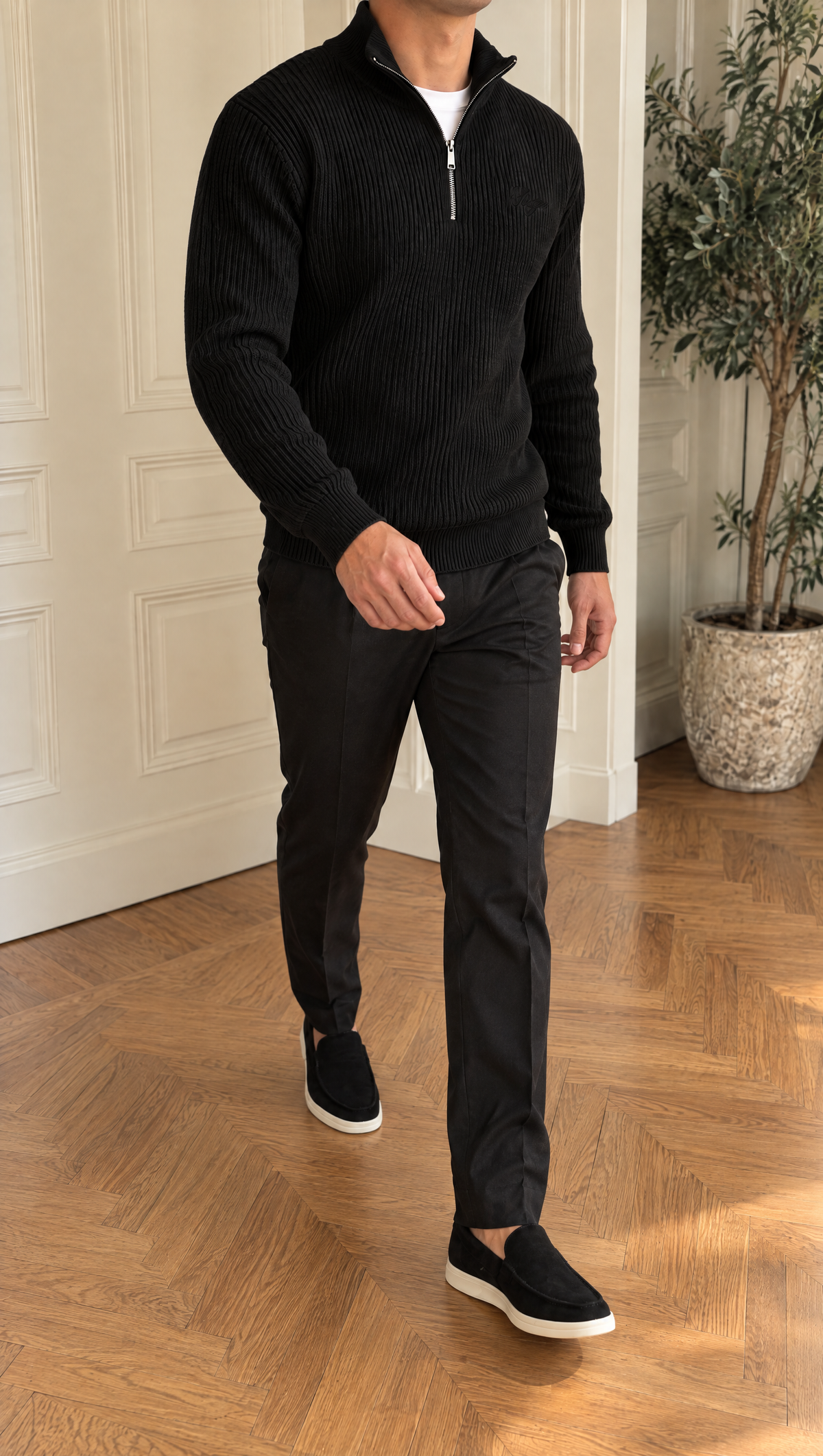 The Noir Quarter-Zip Knit